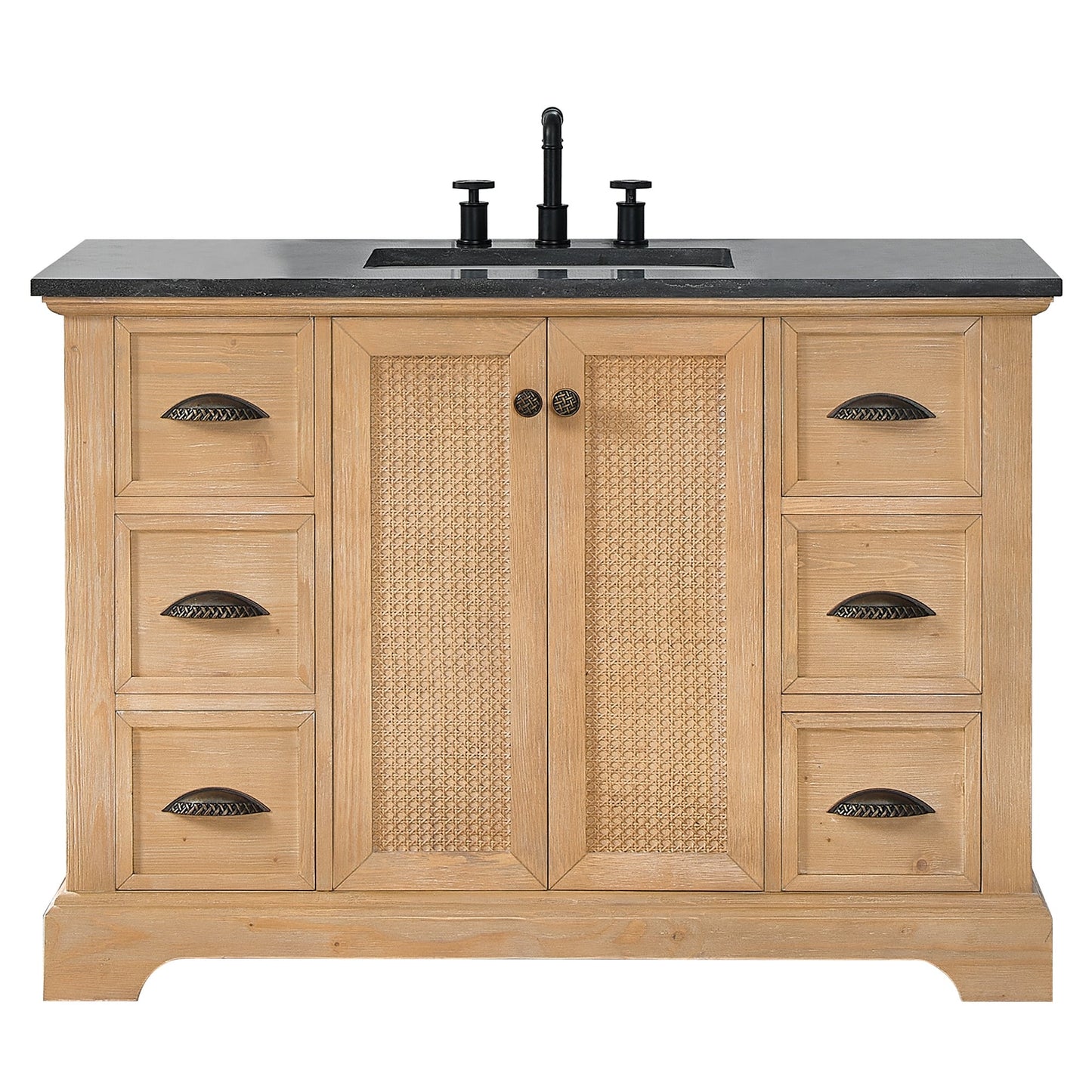 Hervas Bath Vanity with Natural Marble Top without Mirror