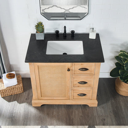 Hervas Bath Vanity with Natural Marble Top without Mirror