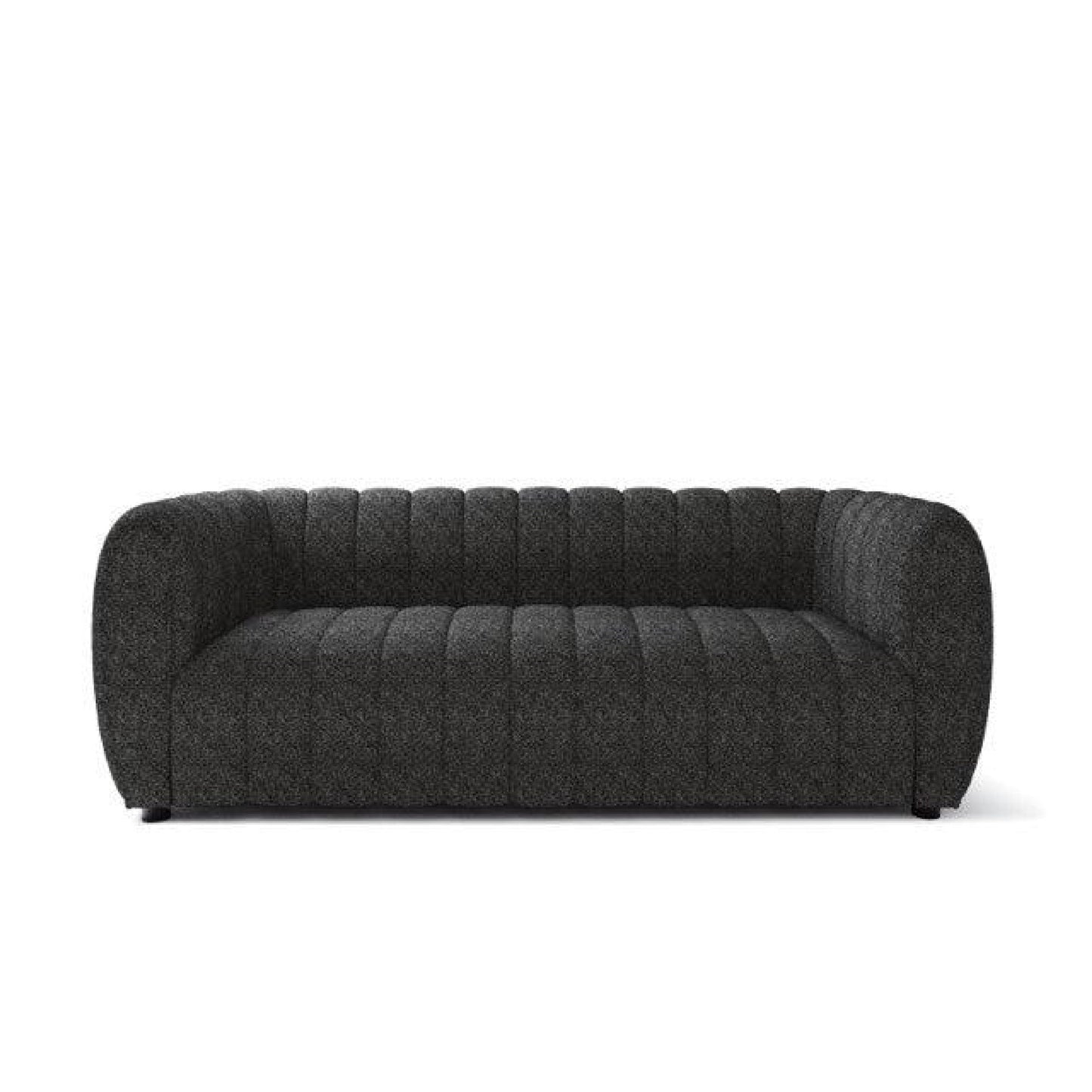 Hery Sofa, 83 Inch, Black Boucle, Vertical Channel Tufted Details