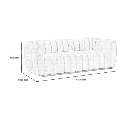 Hery Sofa, 83 Inch, Black Boucle, Vertical Channel Tufted Details