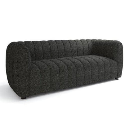 Hery Sofa, 83 Inch, Black Boucle, Vertical Channel Tufted Details