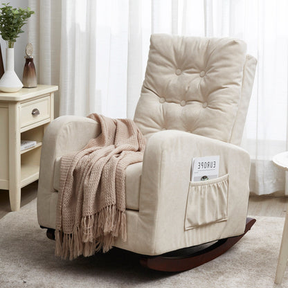 High-Back Adjustable Reclining Sofa Chair with Solid Wood Legs, Side Storage Pockets, and Enhanced Comfort for Balcony
