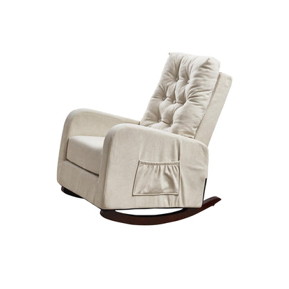 High-Back Adjustable Reclining Sofa Chair with Solid Wood Legs, Side Storage Pockets, and Enhanced Comfort for Balcony