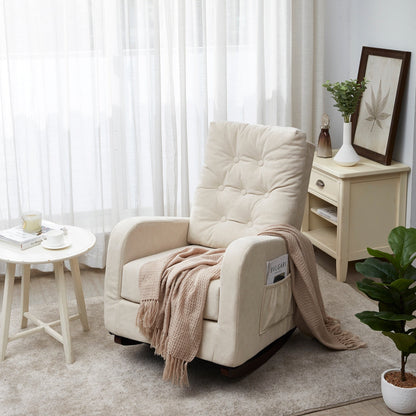 High-Back Adjustable Reclining Sofa Chair with Solid Wood Legs, Side Storage Pockets, and Enhanced Comfort for Balcony