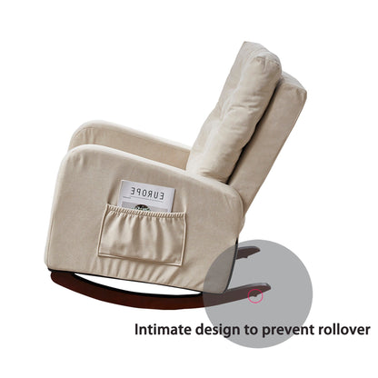 High-Back Adjustable Reclining Sofa Chair with Solid Wood Legs, Side Storage Pockets, and Enhanced Comfort for Balcony
