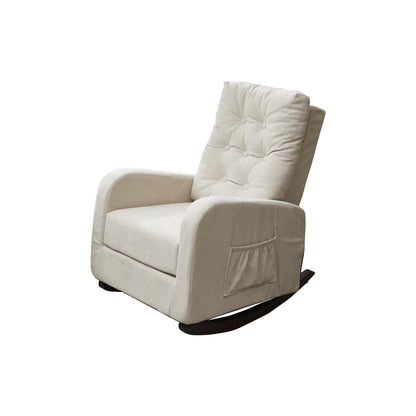 High-Back Adjustable Reclining Sofa Chair with Solid Wood Legs, Side Storage Pockets, and Enhanced Comfort for Balcony