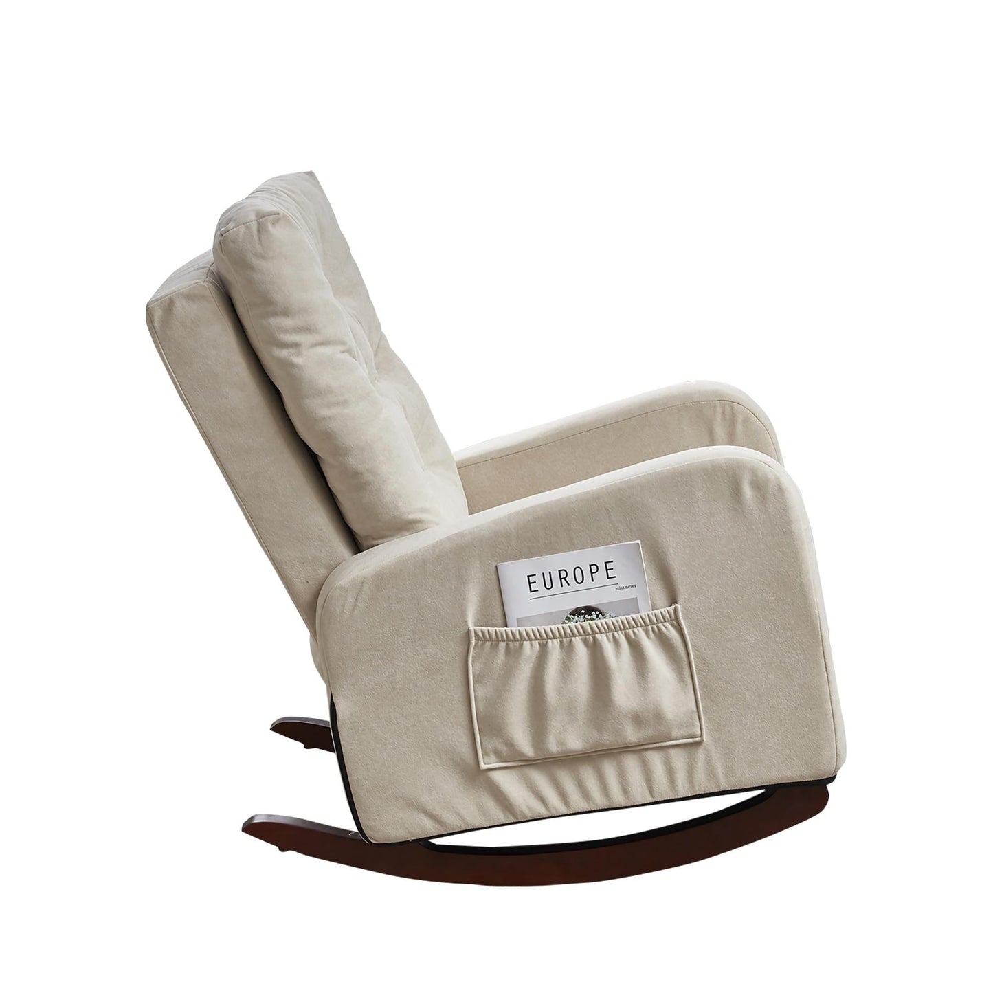 High-Back Adjustable Reclining Sofa Chair with Solid Wood Legs, Side Storage Pockets, and Enhanced Comfort for Balcony