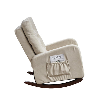 High-Back Adjustable Reclining Sofa Chair with Solid Wood Legs, Side Storage Pockets, and Enhanced Comfort for Balcony