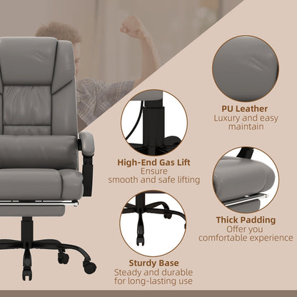 High Back Executive Office Chair 6 Point Vibration Massage Recliner Chair with Lumbar Support and Remote