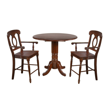 High Back Wooden Bar Stools - 42.5 - Brown - Set of 2