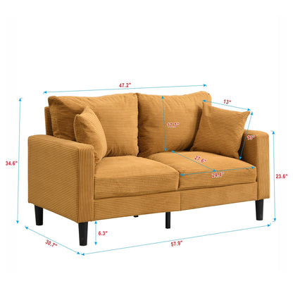 High Resilience Loveseat Sofa, Wooden Frame 2 Seat Sofa, Comfy , Small Space Saving Modern Upholstered Sofa