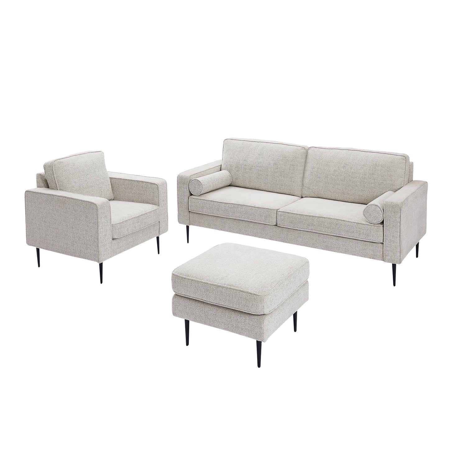 High-Tech Fabric Upholstered Sofa with 2 Pillows