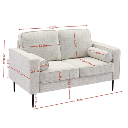 High-Tech Fabric Upholstered Sofa with 2 Pillows