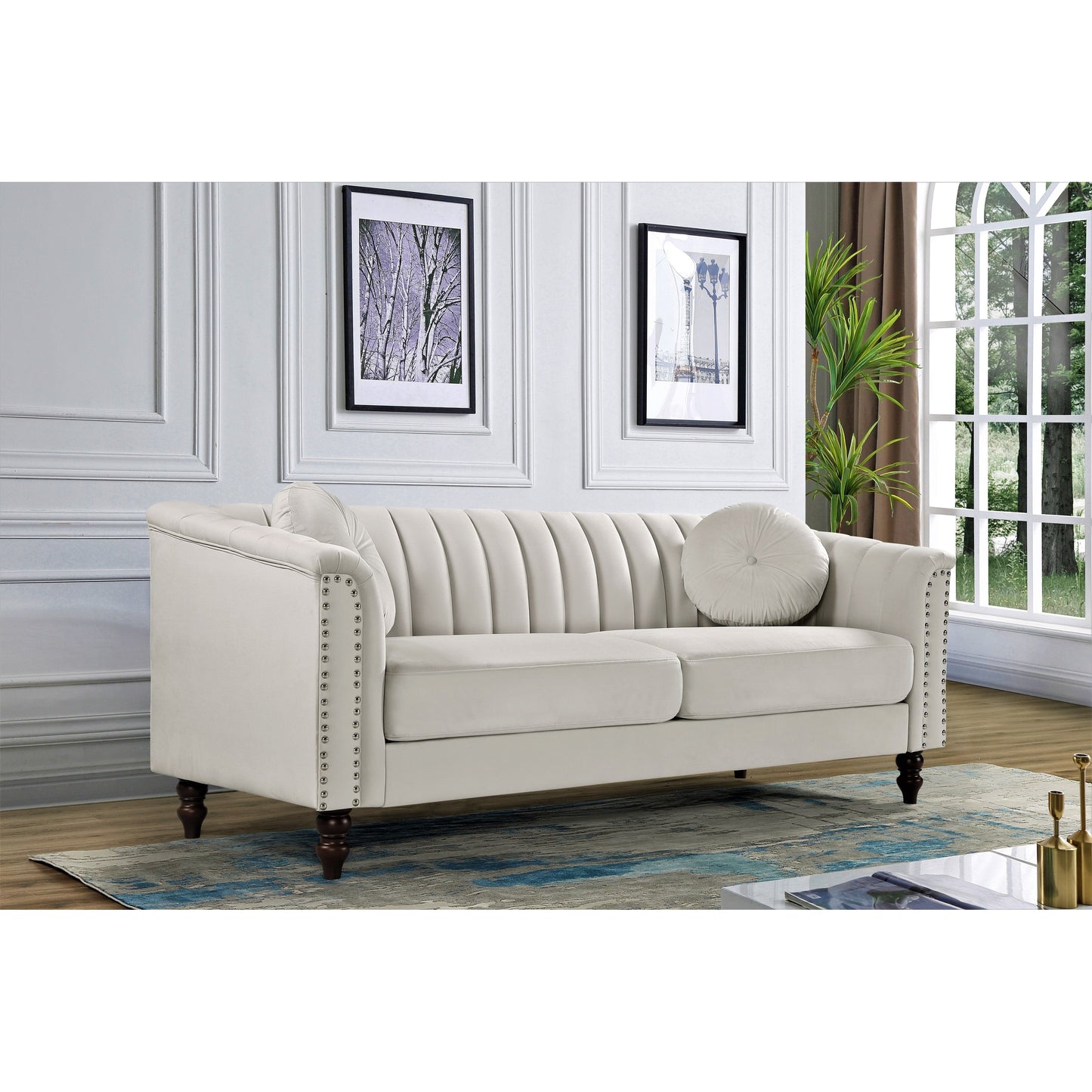 Hills Tufted Back Nailhead 75.2 Sofa