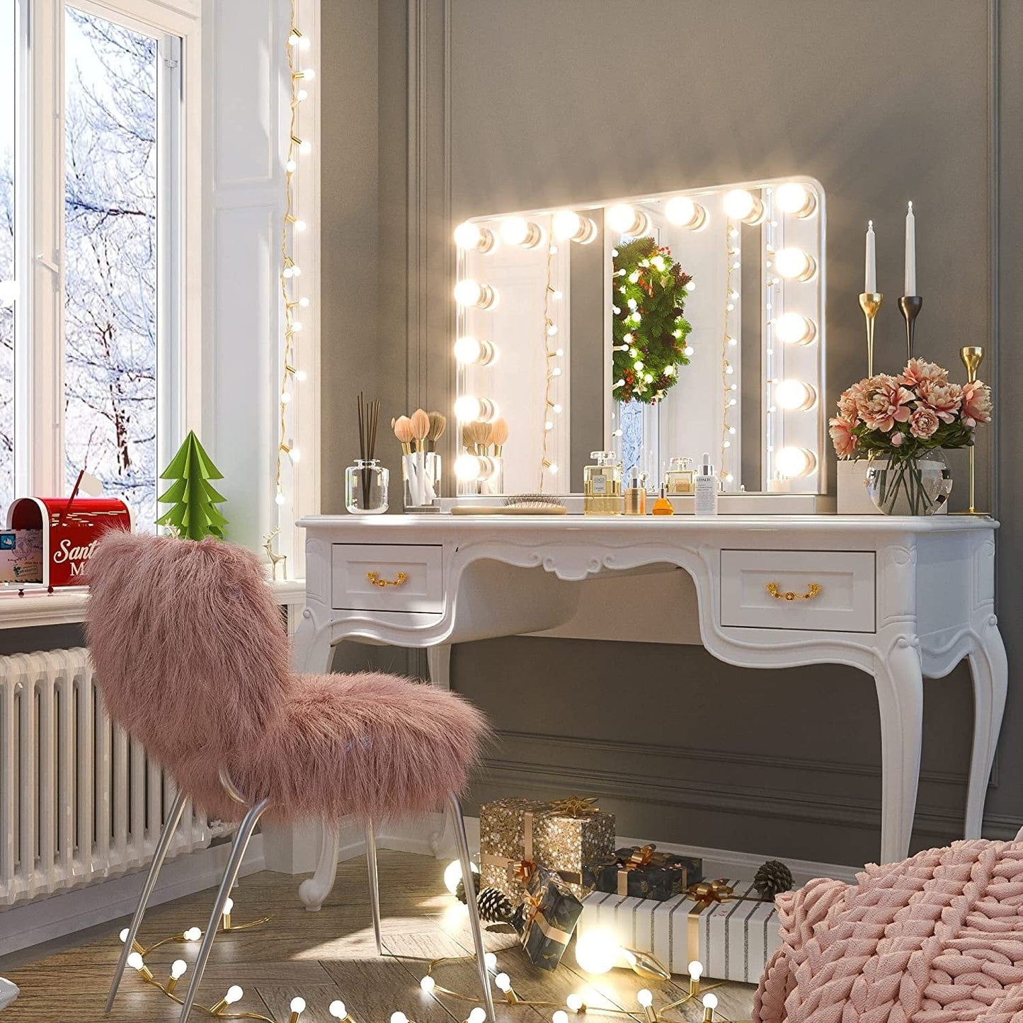 Keonjinn LED Makeup Hollywood Vanity Mirror with 15/18 LED Lights