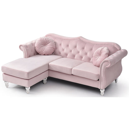 Hollywood Velvet Sofa with Reversible Chaise