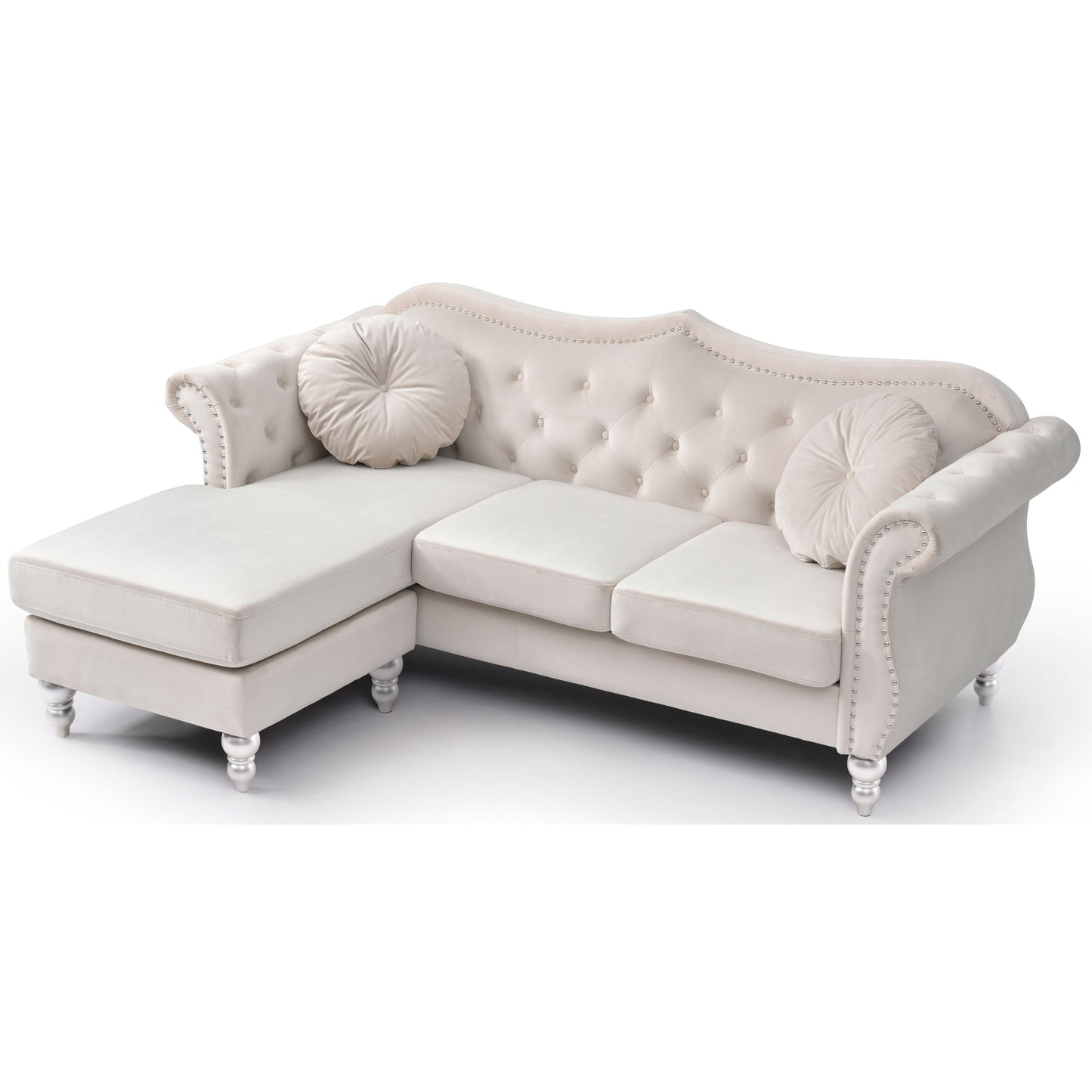 Hollywood Velvet Sofa with Reversible Chaise
