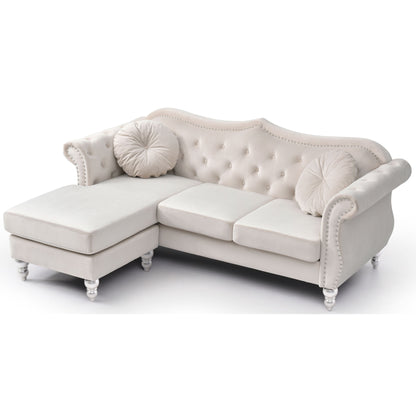 Hollywood Velvet Sofa with Reversible Chaise