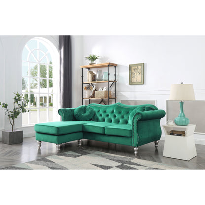 Hollywood Velvet Sofa with Reversible Chaise