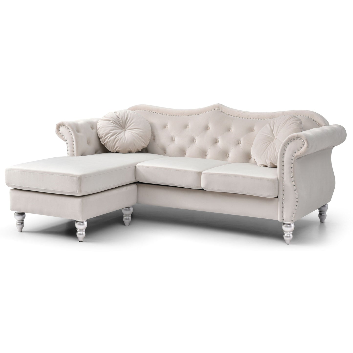Hollywood Velvet Sofa with Reversible Chaise