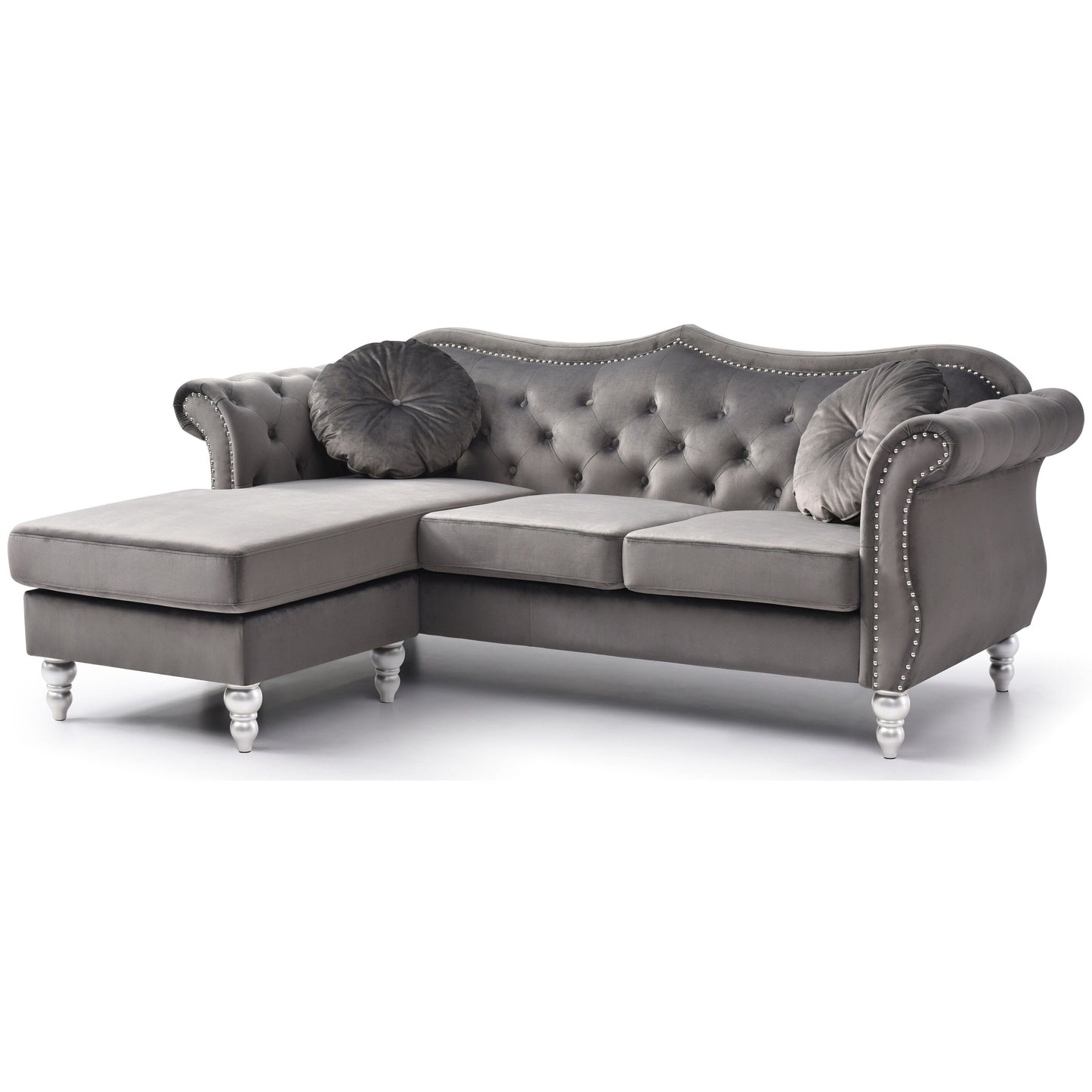 Hollywood Velvet Sofa with Reversible Chaise