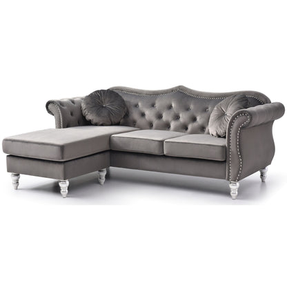 Hollywood Velvet Sofa with Reversible Chaise