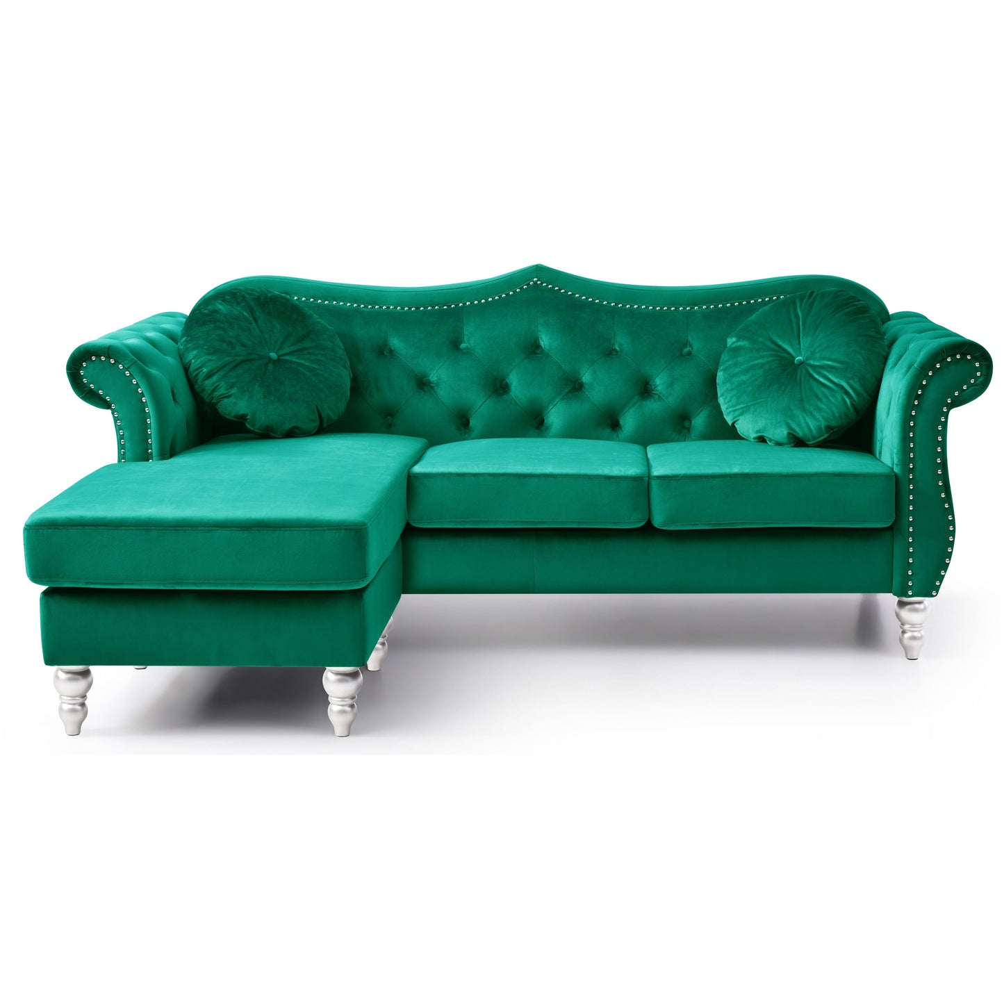 Hollywood Velvet Sofa with Reversible Chaise
