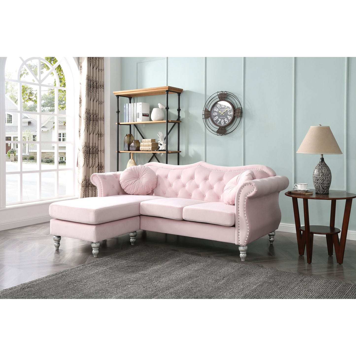 Hollywood Velvet Sofa with Reversible Chaise