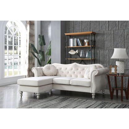 Hollywood Velvet Sofa with Reversible Chaise