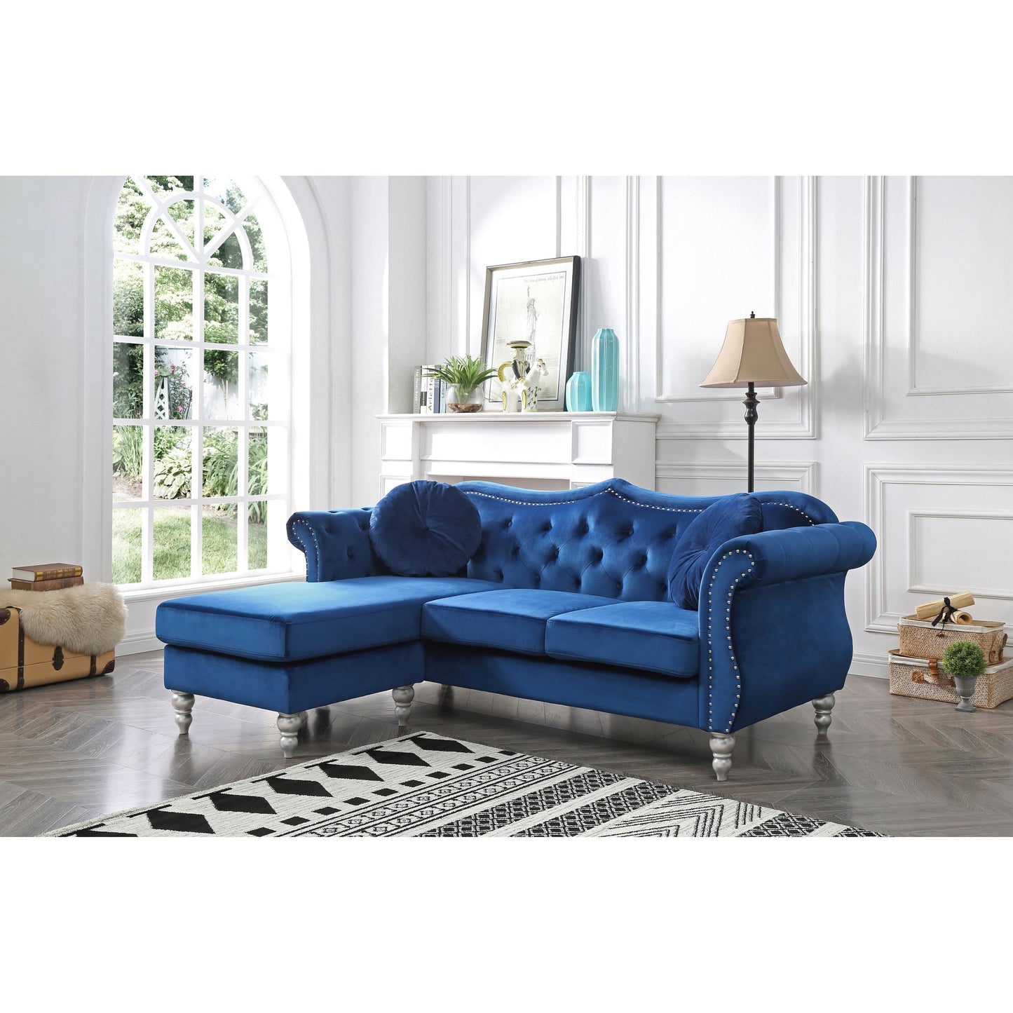 Hollywood Velvet Sofa with Reversible Chaise