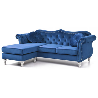 Hollywood Velvet Sofa with Reversible Chaise