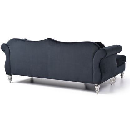 Hollywood Velvet Sofa with Reversible Chaise