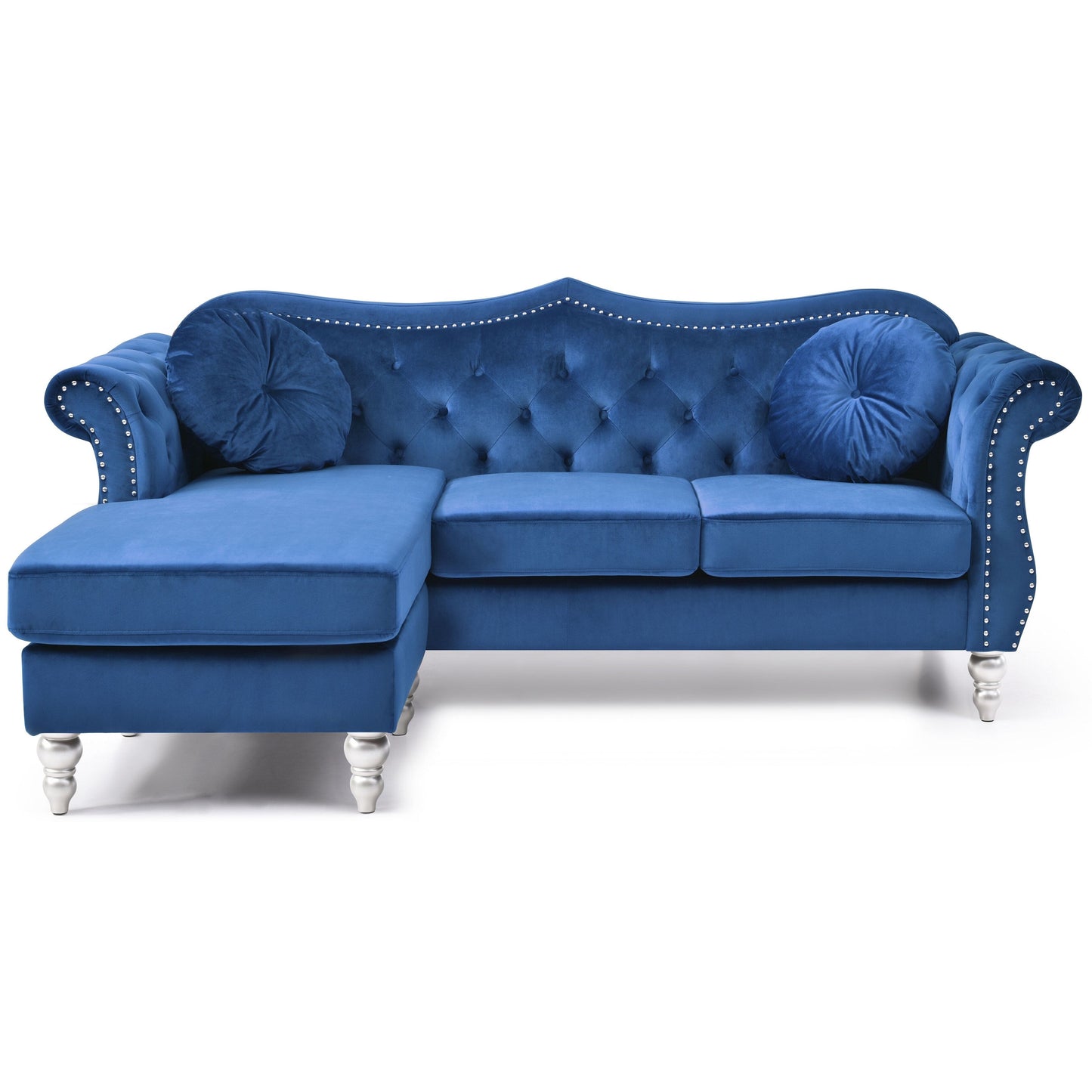 Hollywood Velvet Sofa with Reversible Chaise