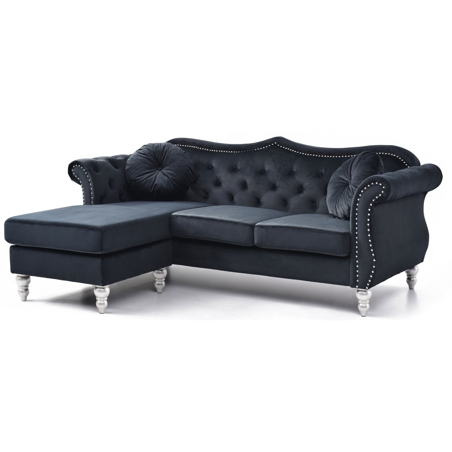 Hollywood Velvet Sofa with Reversible Chaise
