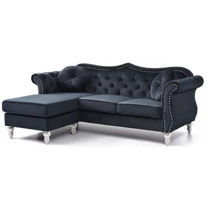 Hollywood Velvet Sofa with Reversible Chaise