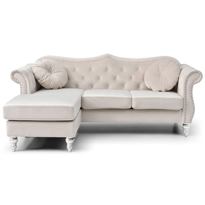Hollywood Velvet Sofa with Reversible Chaise