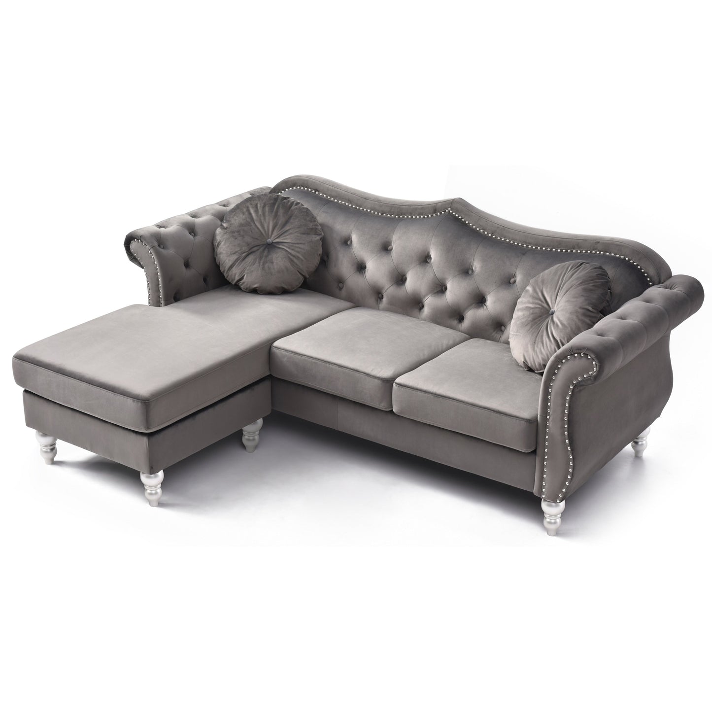 Hollywood Velvet Sofa with Reversible Chaise