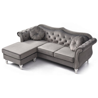 Hollywood Velvet Sofa with Reversible Chaise