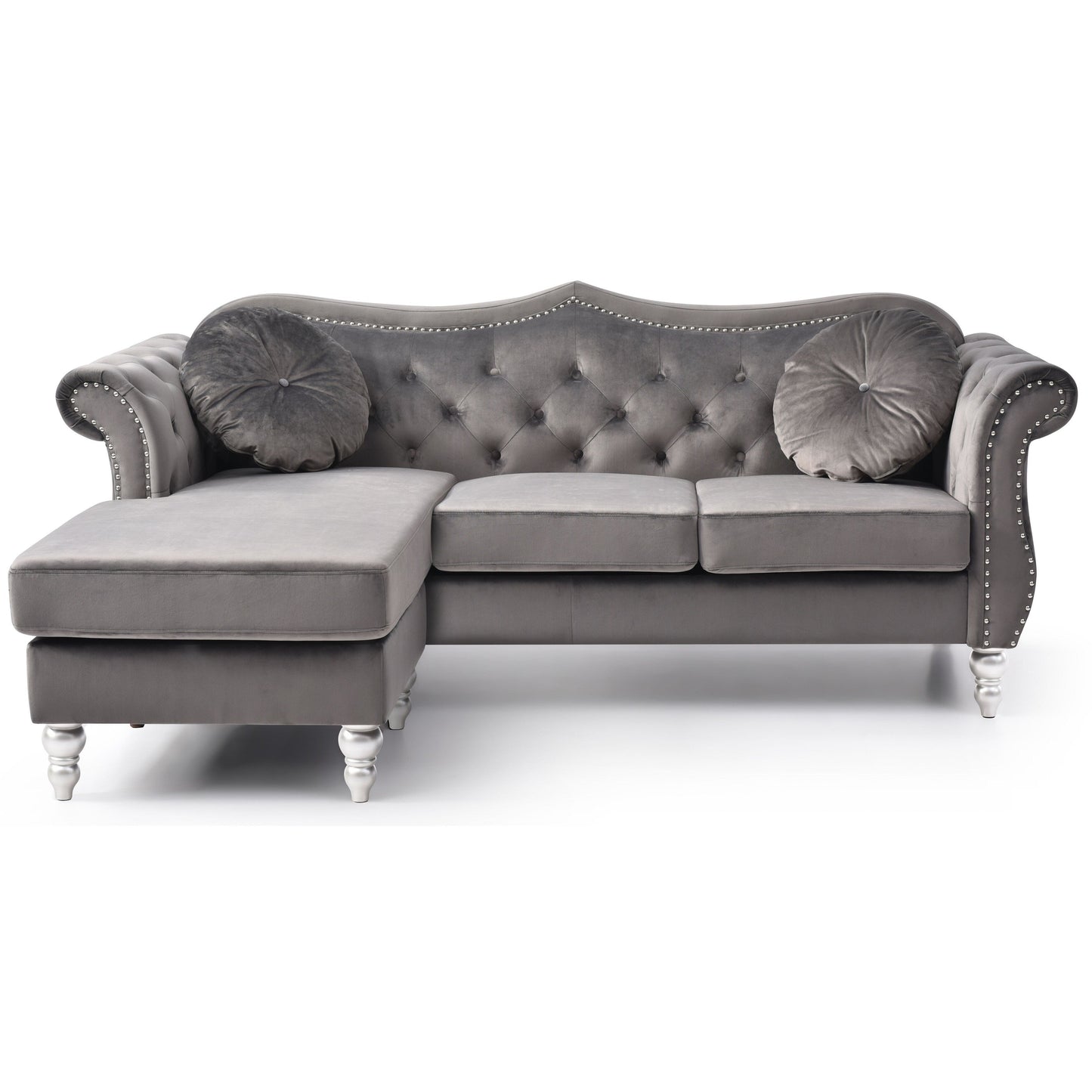 Hollywood Velvet Sofa with Reversible Chaise