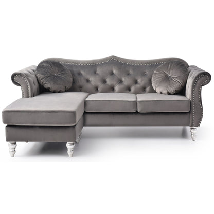 Hollywood Velvet Sofa with Reversible Chaise
