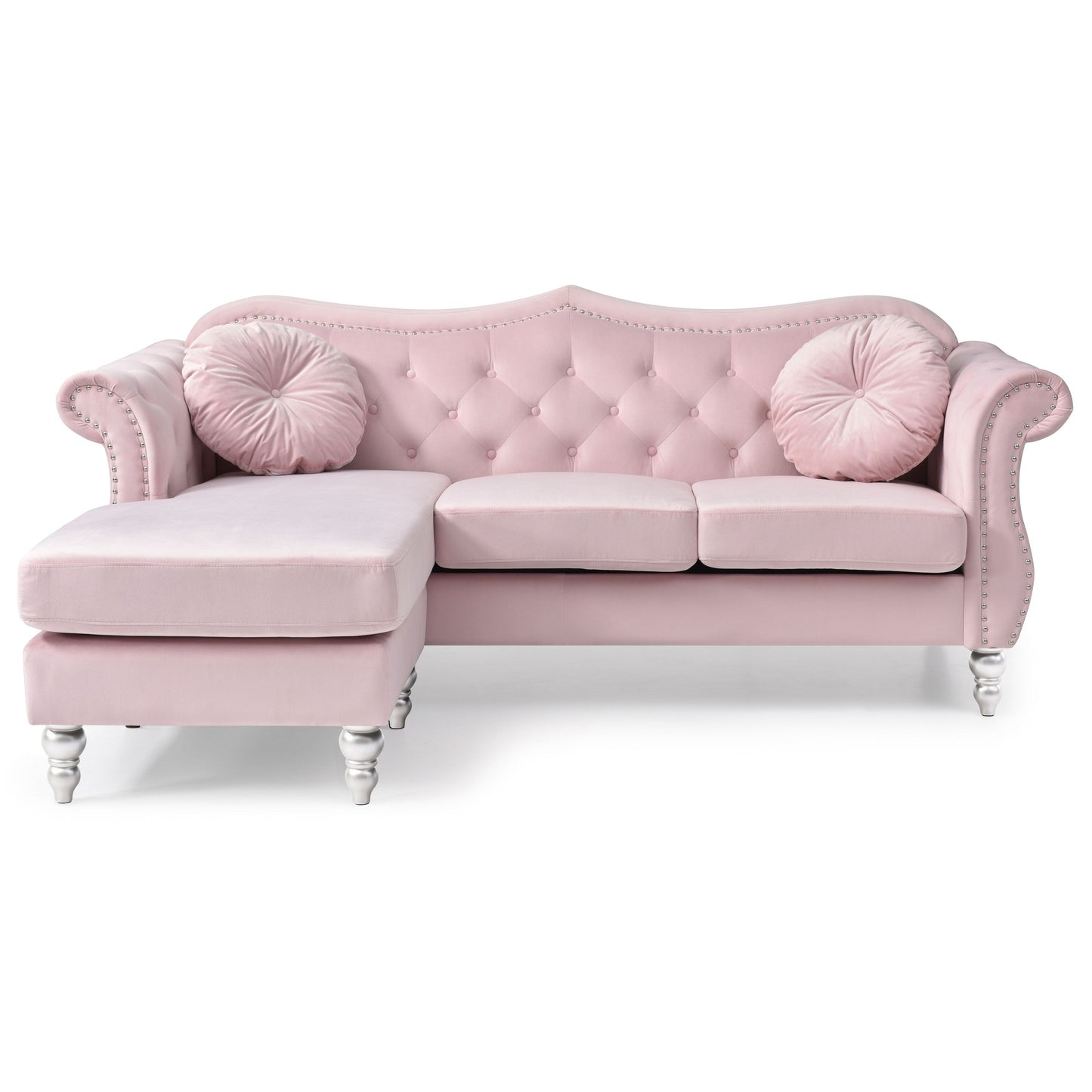 Hollywood Velvet Sofa with Reversible Chaise