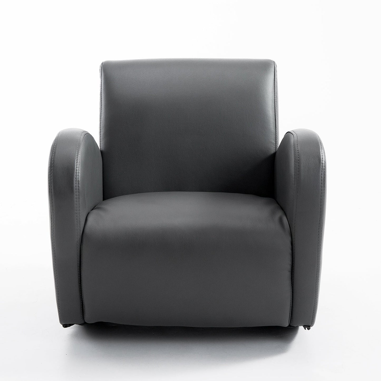 Qaba 20 Kids Sofa Rocking Base Armchair Childrens Furniture with 2 Side Pockets & a Durable PU Material, Grey
