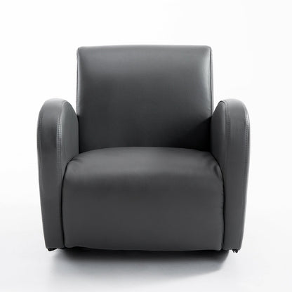 Qaba 20 Kids Sofa Rocking Base Armchair Childrens Furniture with 2 Side Pockets & a Durable PU Material, Grey