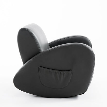 Qaba 20 Kids Sofa Rocking Base Armchair Childrens Furniture with 2 Side Pockets & a Durable PU Material, Grey