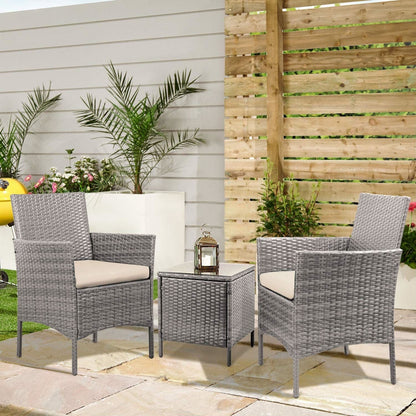 Homall 3 Pieces Patio Porch Furniture Sets PE Rattan Wicker Chairs with Table Outdoor Garden Furniture Sets