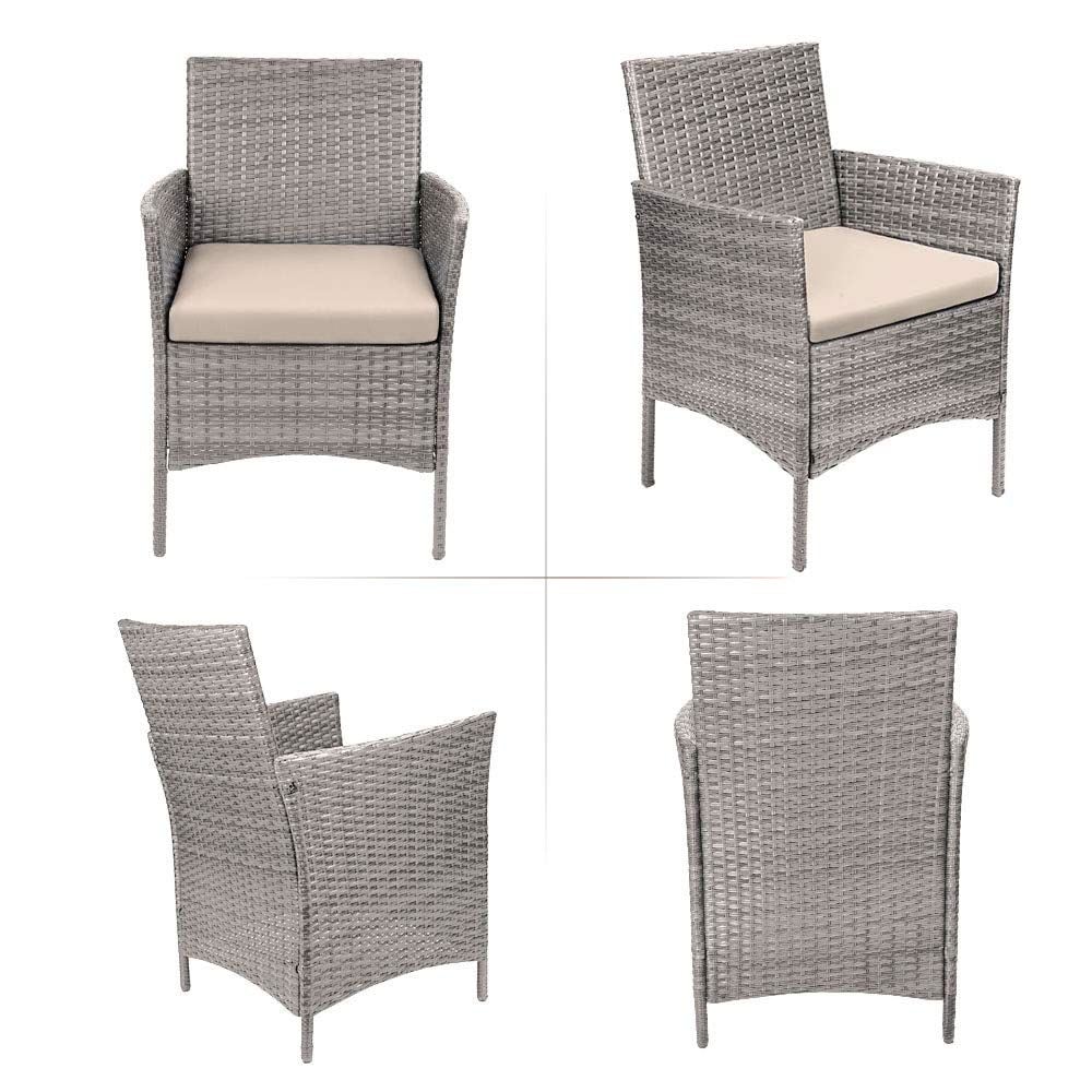 Homall 3 Pieces Patio Porch Furniture Sets PE Rattan Wicker Chairs with Table Outdoor Garden Furniture Sets