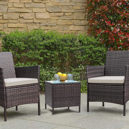 Homall 3 Pieces Patio Porch Furniture Sets PE Rattan Wicker Chairs with Table Outdoor Garden Furniture Sets
