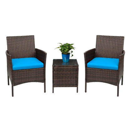 Homall 3 Pieces Patio Porch Furniture Sets PE Rattan Wicker Chairs with Table Outdoor Garden Furniture Sets