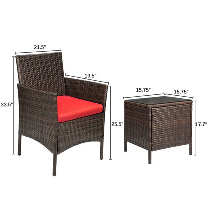 Homall 3 Pieces Patio Porch Furniture Sets PE Rattan Wicker Chairs with Table Outdoor Garden Furniture Sets