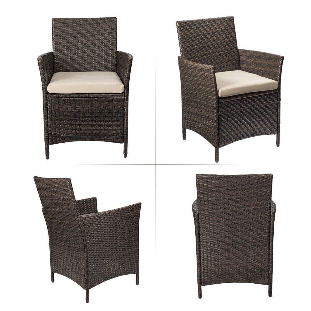 Homall 3 Pieces Patio Porch Furniture Sets PE Rattan Wicker Chairs with Table Outdoor Garden Furniture Sets